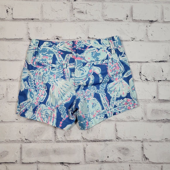 LILLY PULITZER Blue Pink Shay Bay Callihan Chino Shorts Size 00 - Picture 3 of 3